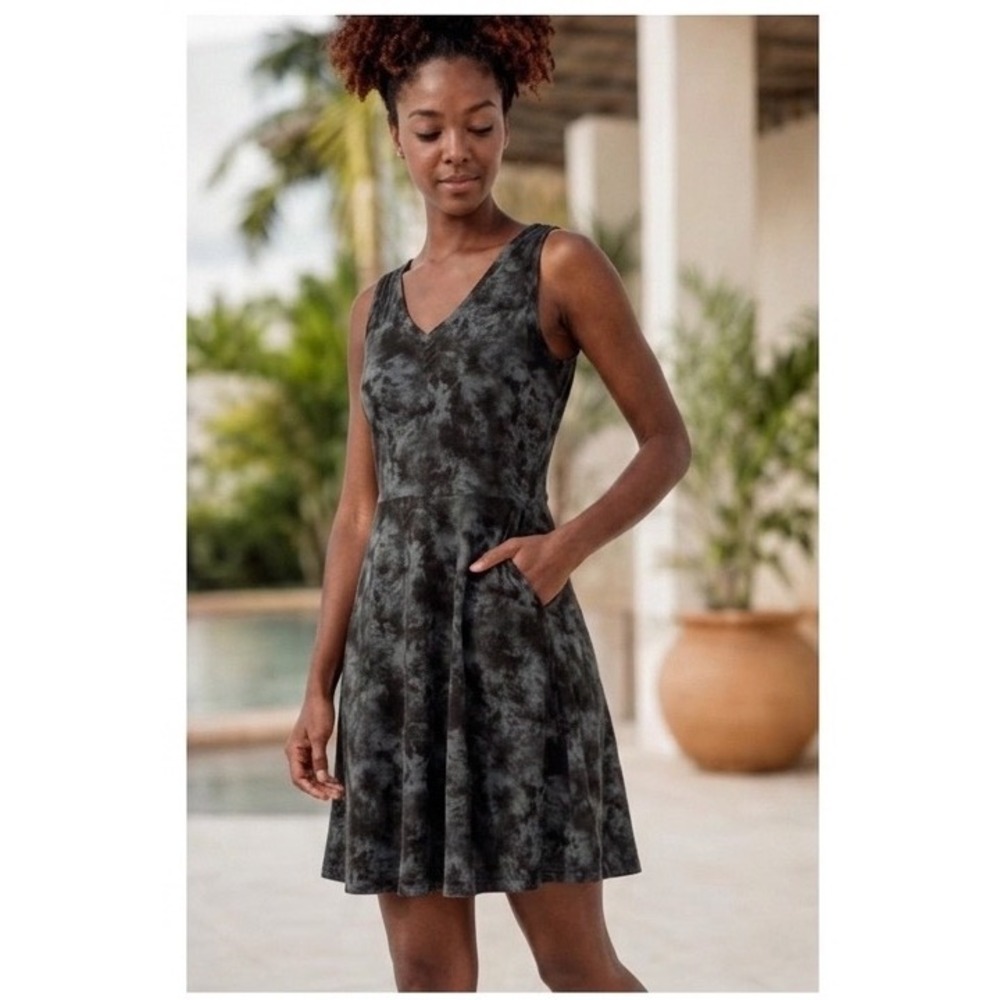 Pact Revive Far Out Tie Dye Mini Dress XXL Gray Black Organic Cotton Boho Earthy